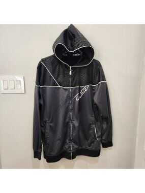 Vintage MSR Hooded Riding Jacket Mens Large Gray Full Zipped Elastic Cuffs